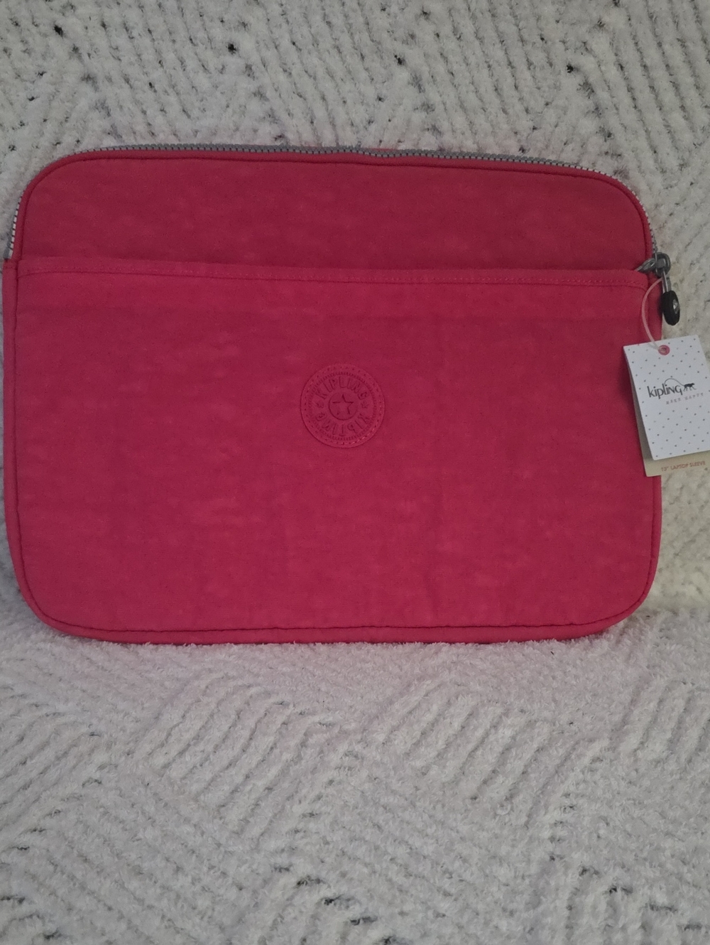 Kipling Hot Pink Laptop Sleeve with Front Pocket